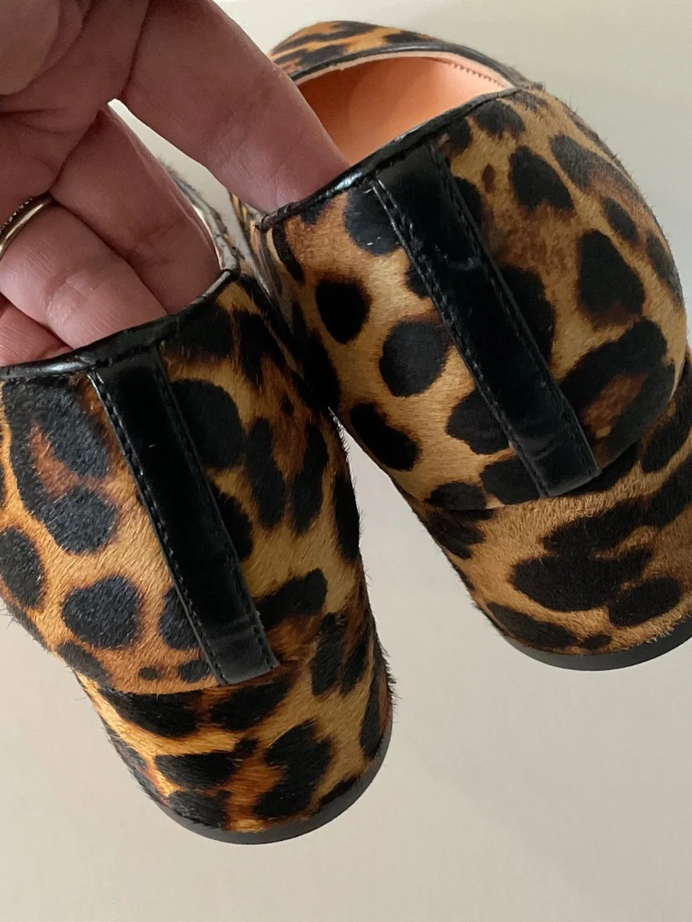 J.CREW Calf Hair Block Heel Pumps in Animal Print Black Tan Size 9.5 LIKE NEW